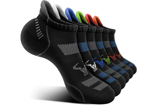 BULLIANT Men Running Socks 6Pairs-Ankle Athletic Socks Wicking Cushioned for Men Walking-Arch Compression Support