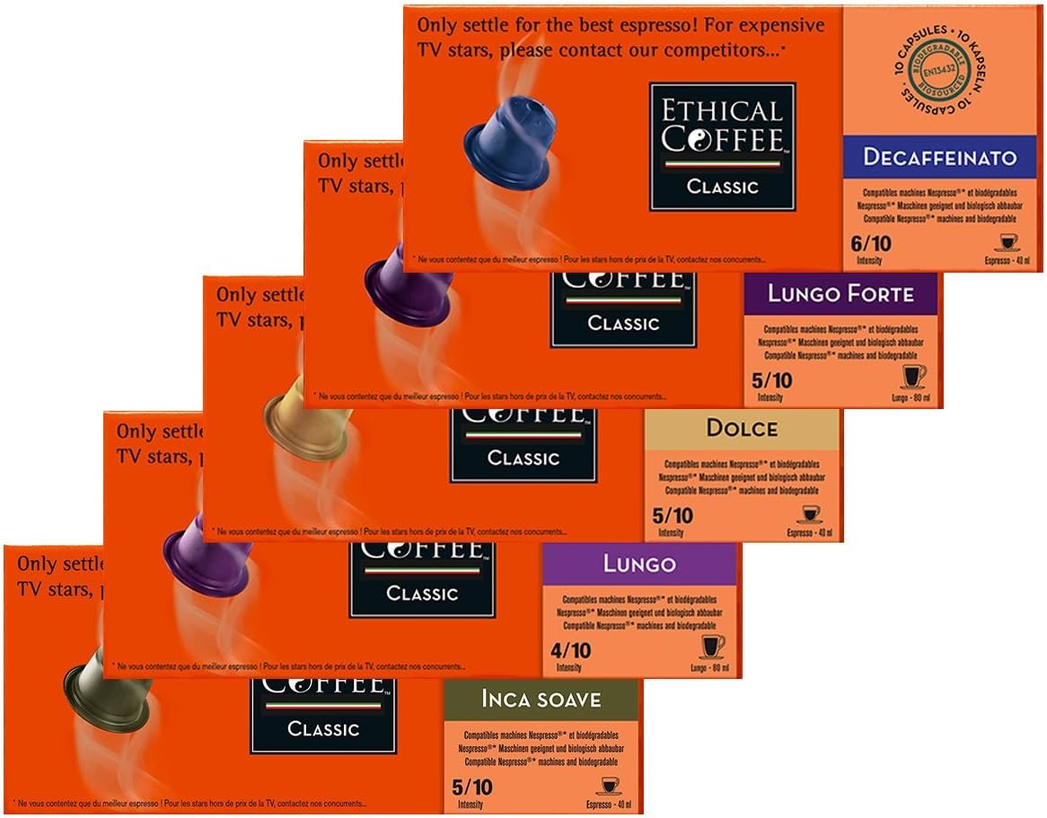 Nespresso® Compatible Coffee Capsules by ETHICAL COFFEE- BALANCED PACK - 50 Capsules