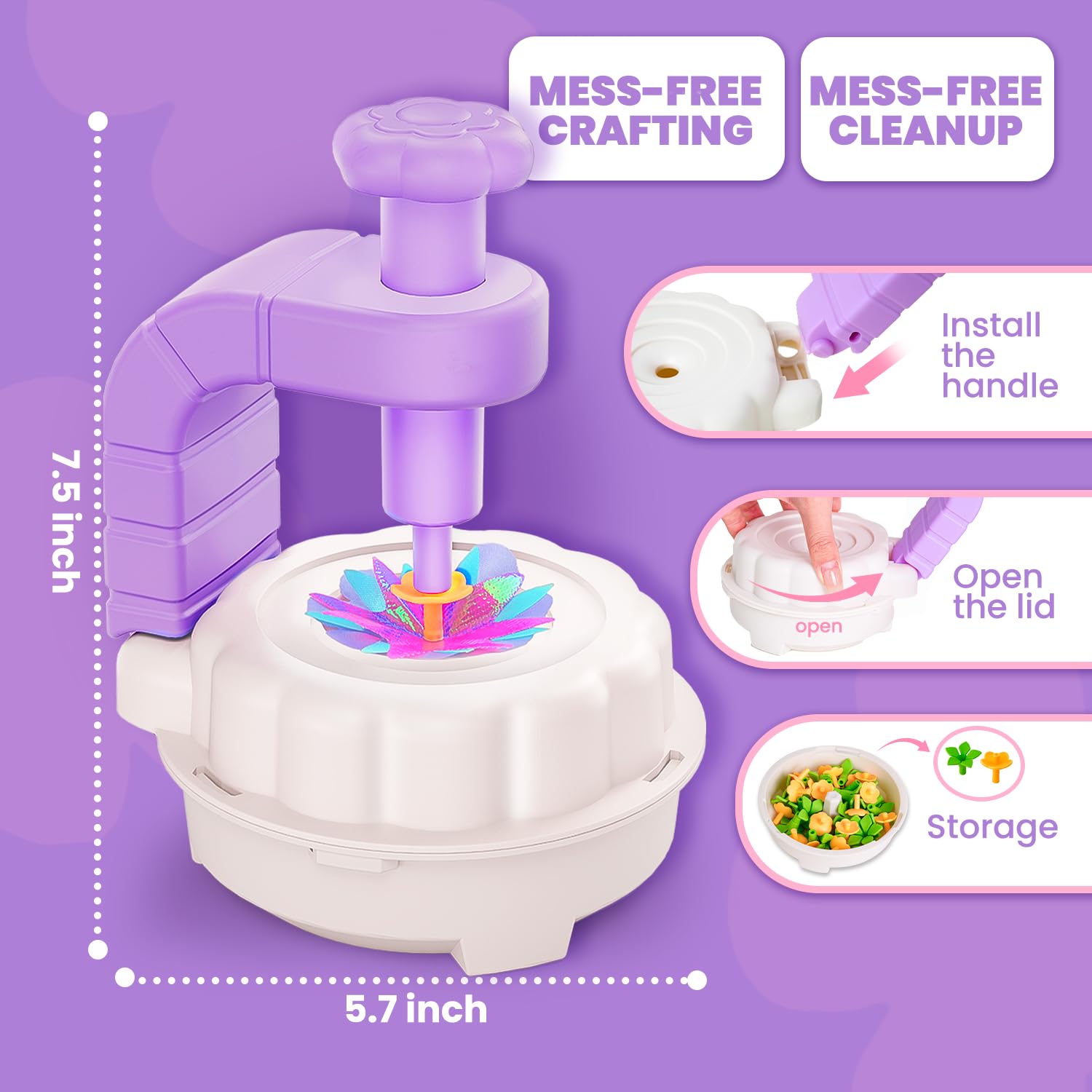 windpaint Fabric Flower Bouquets Toys, Christmas Gifts DIY Craft Kits Toys for Kids, Arts & Crafts for Girls 3 4 5 6 7 8 9 10 Years Old Toddler, Educational Learning Preschool Birthday Gifts(Purple)