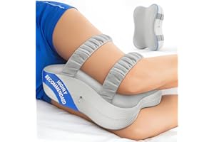 JINXIA Knee Pillow for Side Sleepers, Comfortable Memory Foam Leg Pillow for Side Sleeping, Pillow Sleeping Between Legs Aligns Spine, for Hip, Back & Sciatica Pain Relief, White and Gray