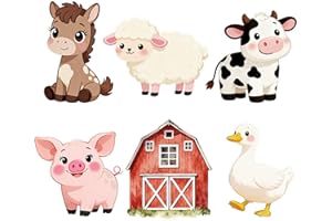 6Pcs Large-Sized Paper Farm Animal Silhouette Photography Prop with Stand, Farm Animal Birthday Decorations Supplies, Party S
