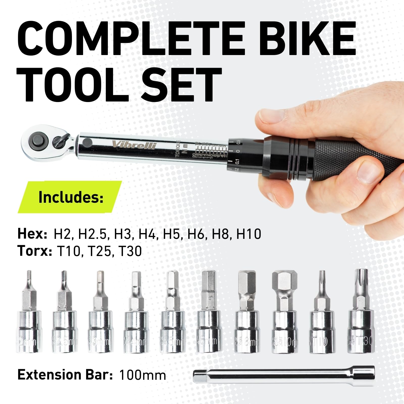Vibrelli Bike Torque Wrench Set 1/4 Inch Drive 2 To 20nm, 0.1 Nm