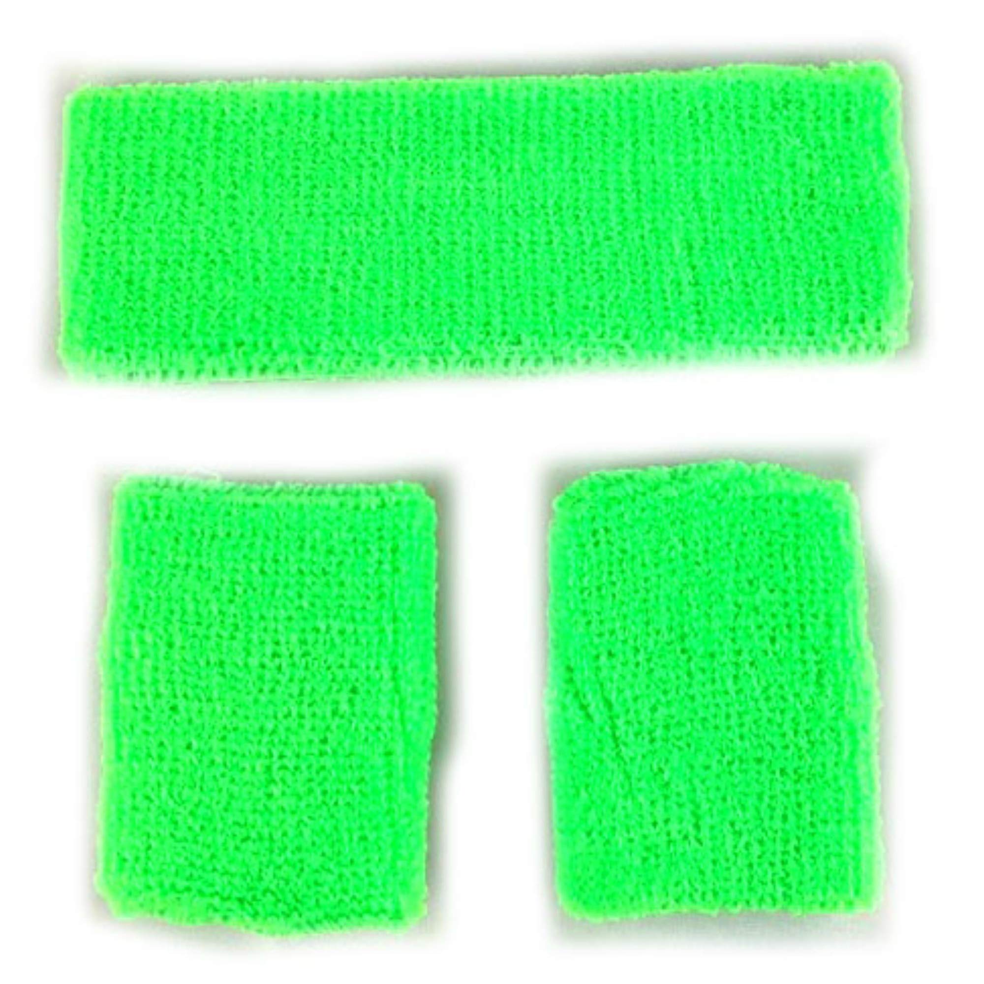 HEADBAND & WRISTBANDS SWEATBAND SET - NEON 80S FUN RUN TEAM BUILDING EVENT FANCY DRESS (GREEN)