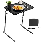 Allpop Max TV Tray Table, Adjustable Large TV Tray for Eating, Folding Dinner Laptop Table on Couch &amp; Bed with 6 Heights &amp; 3 Tilt Angles, Black