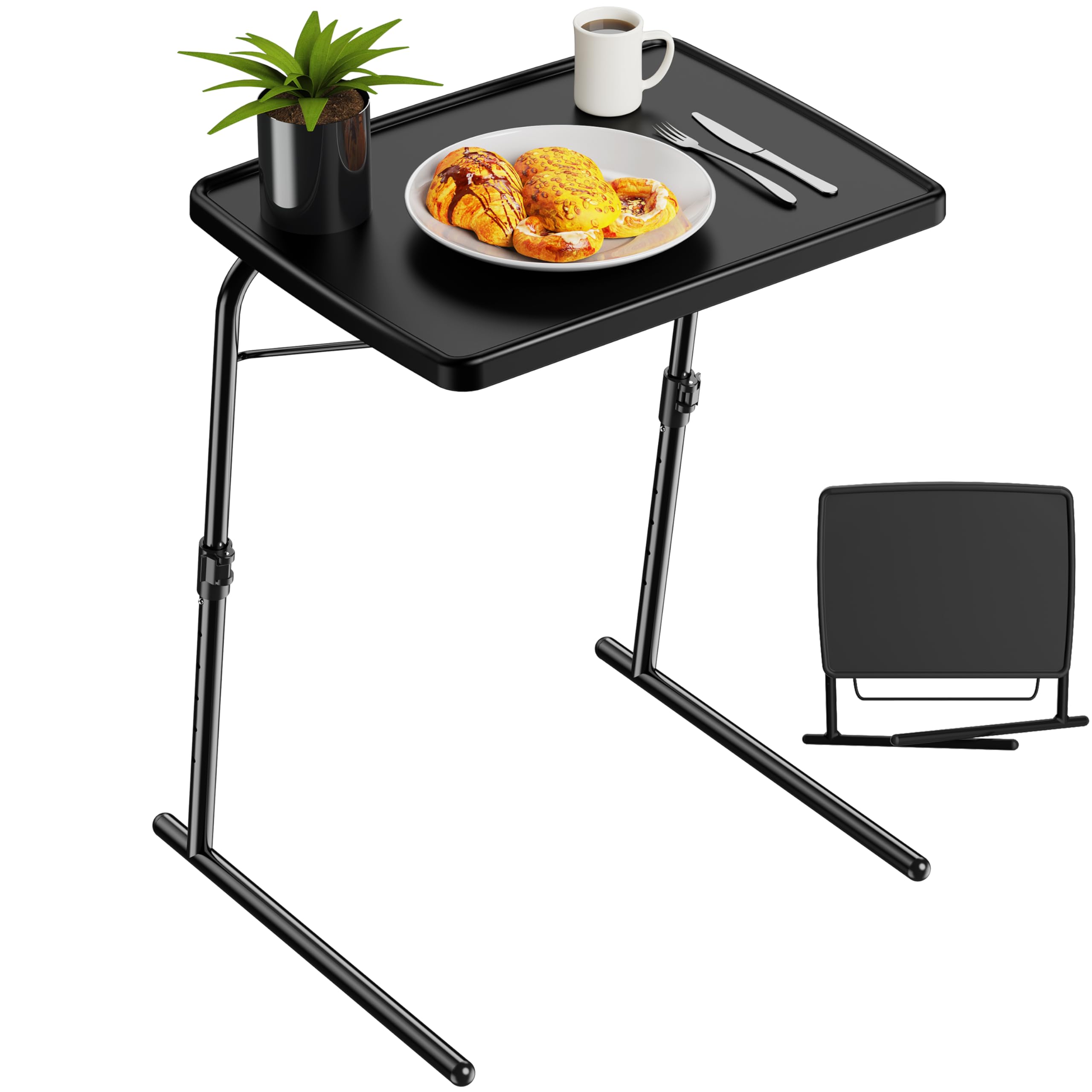 Photo 1 of Max TV Tray Table, Allpop Adjustable Large TV Tray for Eating, Folding Dinner Laptop Table on Couch & Bed with 6 Heights & 3 Tilt Angles, Black