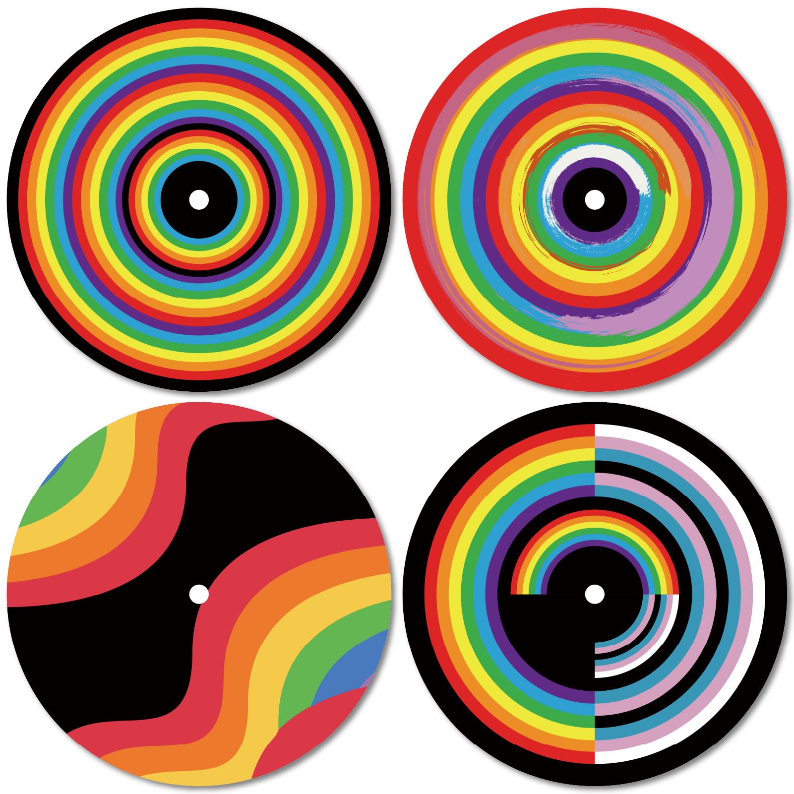 CREATCABIN 4Pcs Rainbow Records Wall Decor Hippie 1950s Decor Collage Display Signs Aesthetic Vintage Room Decor Waterproof for Dorm Bedroom Teen Room Indie Art Bar Coffee Music Studio 11.6Inch