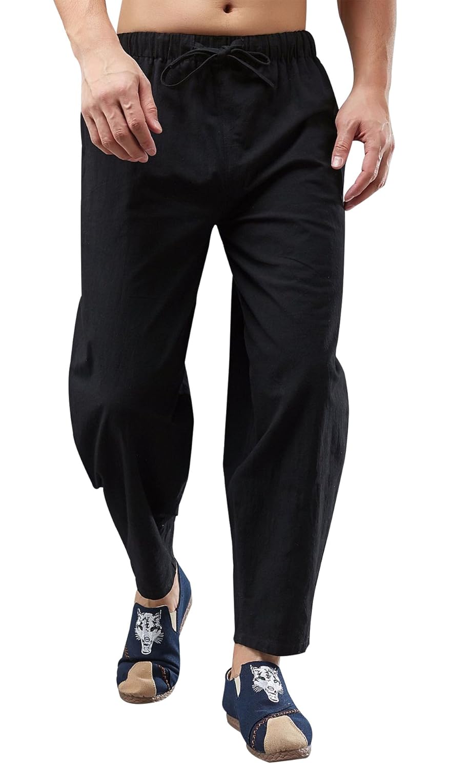 MAFANBUY Unisex Harem Pants Summer Cotton Hemp Gym Yoga ...