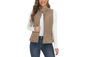 YESLIFE 2023 Women's Outwear Quilted Vest With One Inside Pocket - Stand Collar Lightweight Padded Gilet for Women