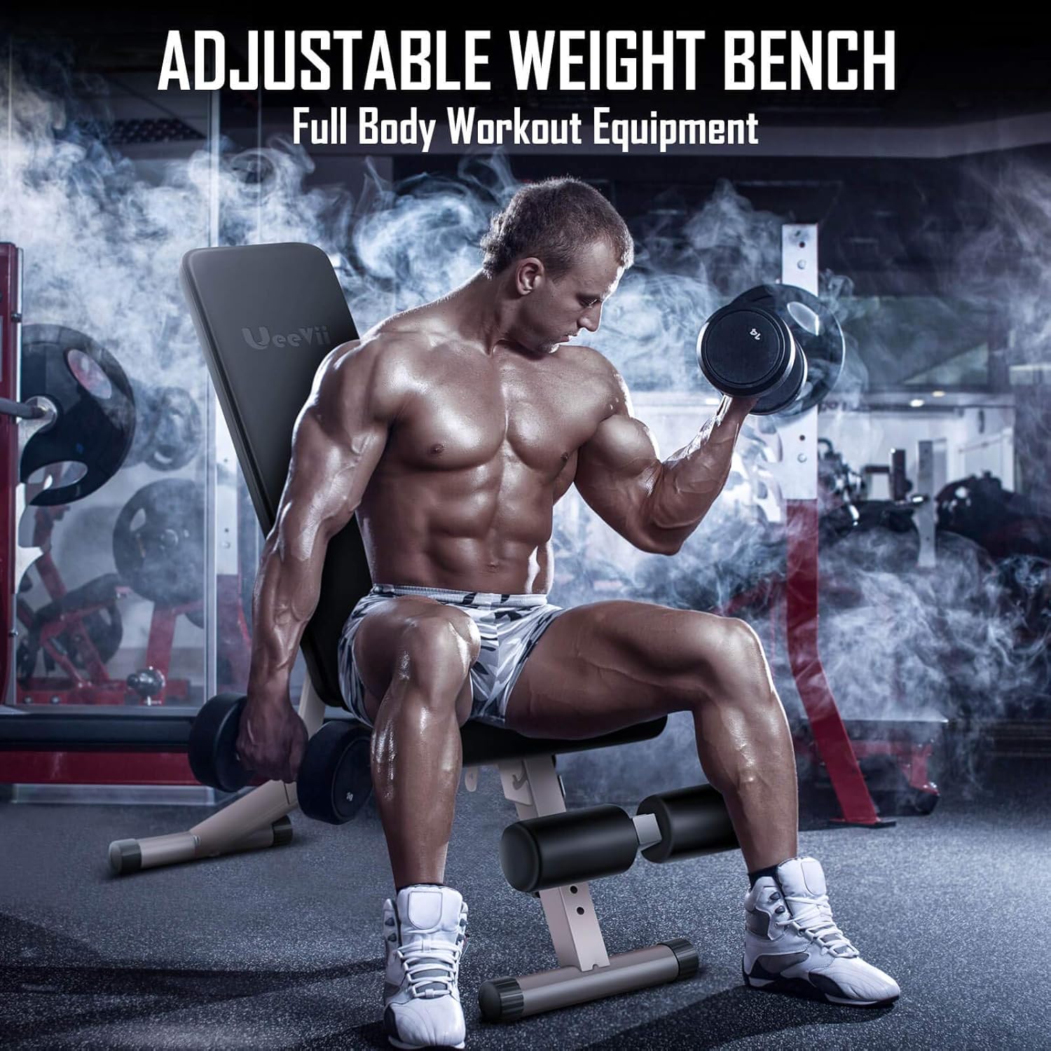 UeeVii Adjustable Weight Bench, Workout Bench Foldable, Bench Press Weight Bench, Strength Training Adjustable Benches for Full Body Workout Weight Lifting : Sports & Outdoors