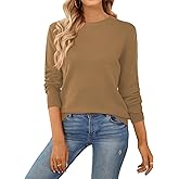 QUALFORT Women's Sweater 100% Cotton Long Sleeve Pullover Sweater Soft Lightweight Knit Tops 2026