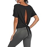Bestisun Workout Tank Tops Open Back Yoga Exercise Shirts Tie Back Athletic Clothes for Women