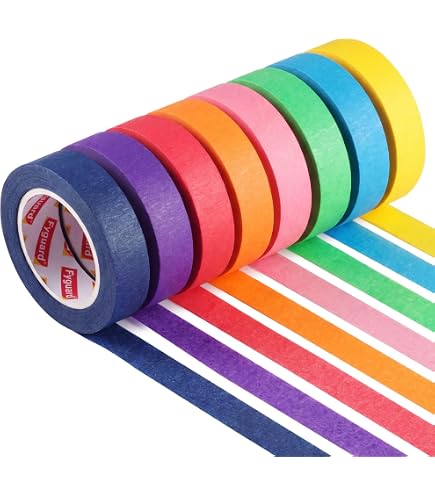 8-Pack Colored Masking Tape – 480ft Total X 0.5 Inch Wide, Rainbow Craft Tape For Kids, DIY Projects, Labeling, And Color-Coding, Removable And Writable