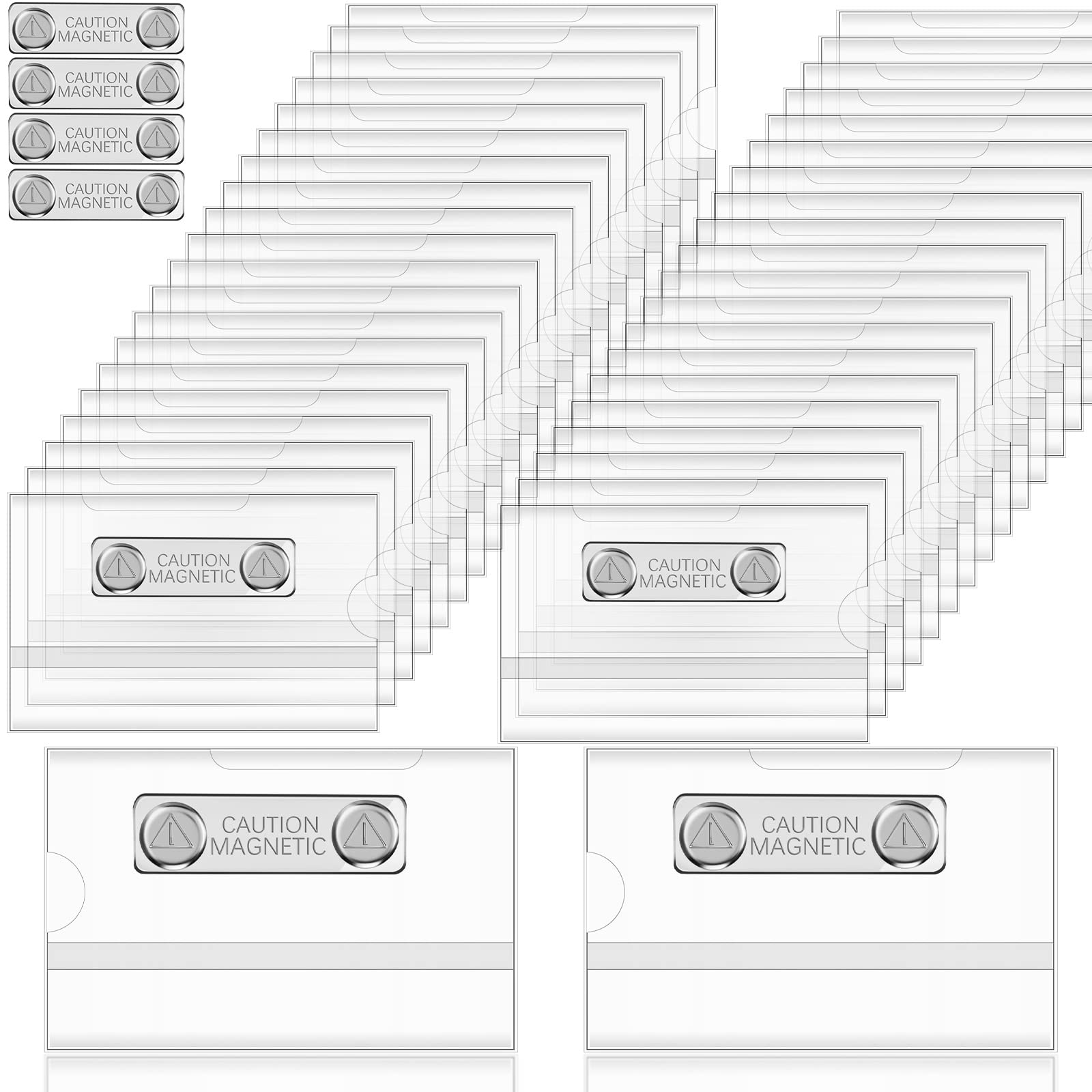 Censen Magnetic Name Badge Holder Magnet Name Tags Identification Card Holder 3.5 x 2.1 Inch Name Badge with Magnetic for Schools Colleges and Corporate Conference (50 Pcs)