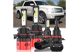 SYJIIP Compatible with Ford F150 2004-2014 FORD F250 F350 2005-2020 Headlight Bulbs, H13/9008 Hi/Lo Beam + 9145/9140 Fog Lights Combo, 6000K H13 Bulb Cool White, Plug and Play, Pack of 4