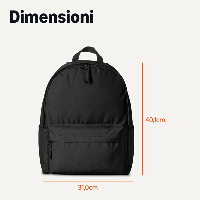 - Zaino Classico/Casual/Scolastico, Nero, Confezione da 1