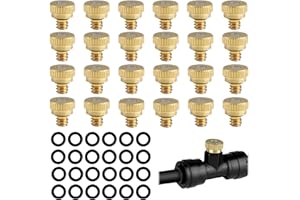 OMASUNB 24 PCS Brass Misting Nozzles, 0.4mm Orifice Heavy Duty Mister Replacement Nozzles with 20pc Brass Misting Nozzle O Ri