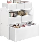 Lestarain 3-Tier Children Storage Unit with 6 Removable Toy Boxes, White view 1