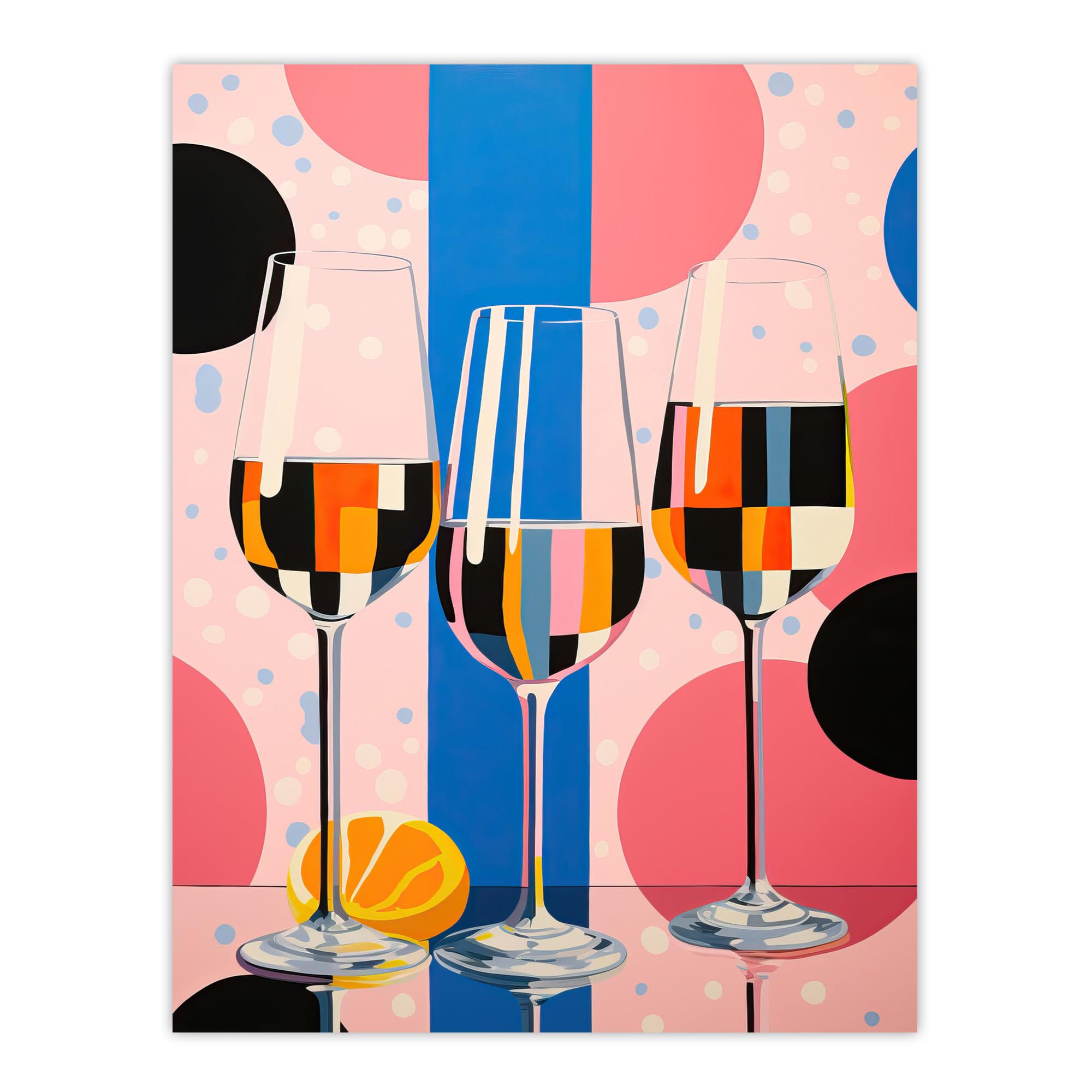 Wee Blue Coo Prosecco Party Colourful Pink Blue Gender Reveal Baby Shower Geometric Painting Large Wall Art Poster Print Thick Paper 18X24 Inch