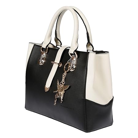 Kossberg Damen Henkeltasche schwarz weiß Handtasche Fashion Edel