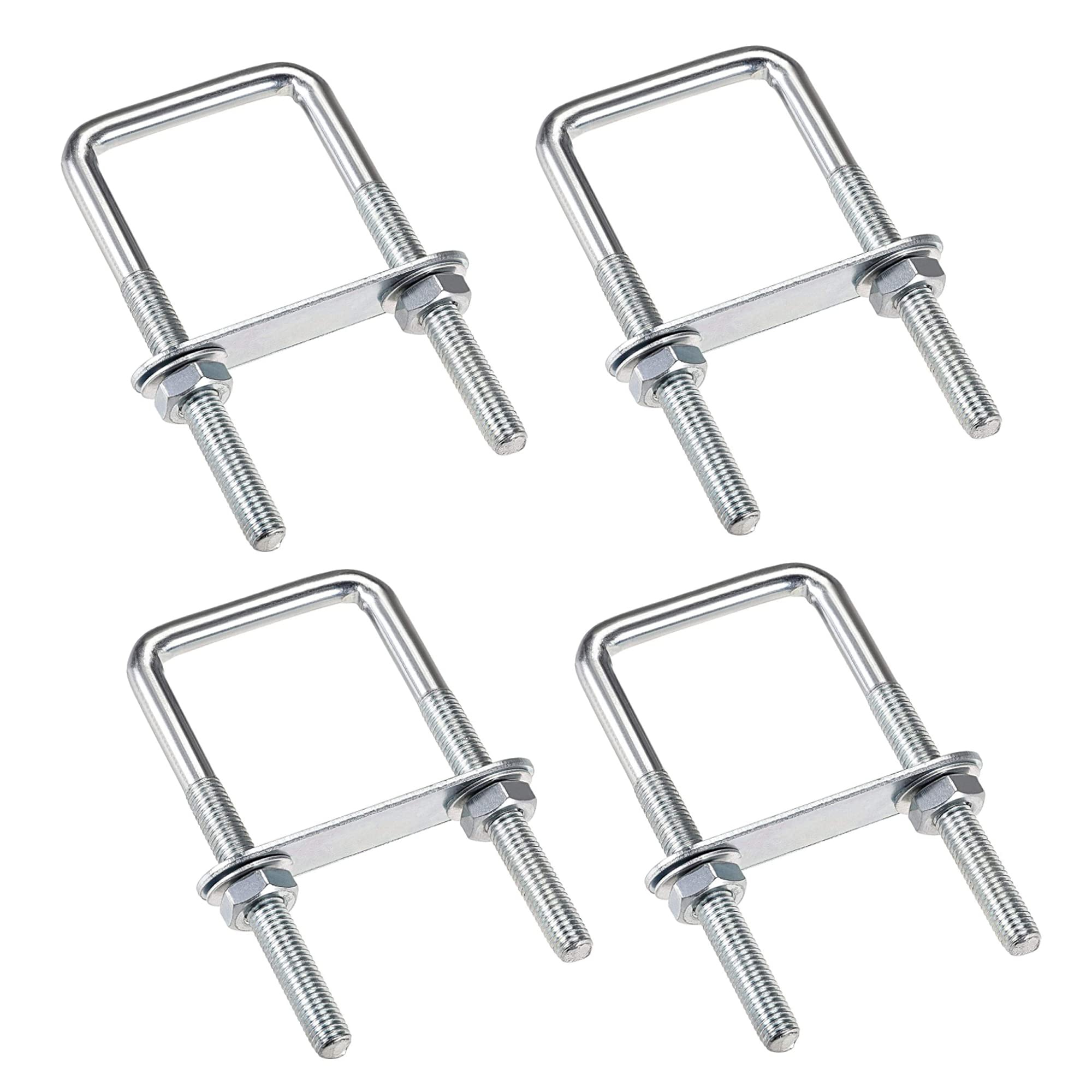 duoyif U-Bolts M6 Bolts U-Bolts 80 x 50 mm Square U-Bolt Stainless Steel Bolt with Nuts Frame Plate Round Washers U Bolt Closure for Pipe Diameter Below 50 mm Pack of 4, silver