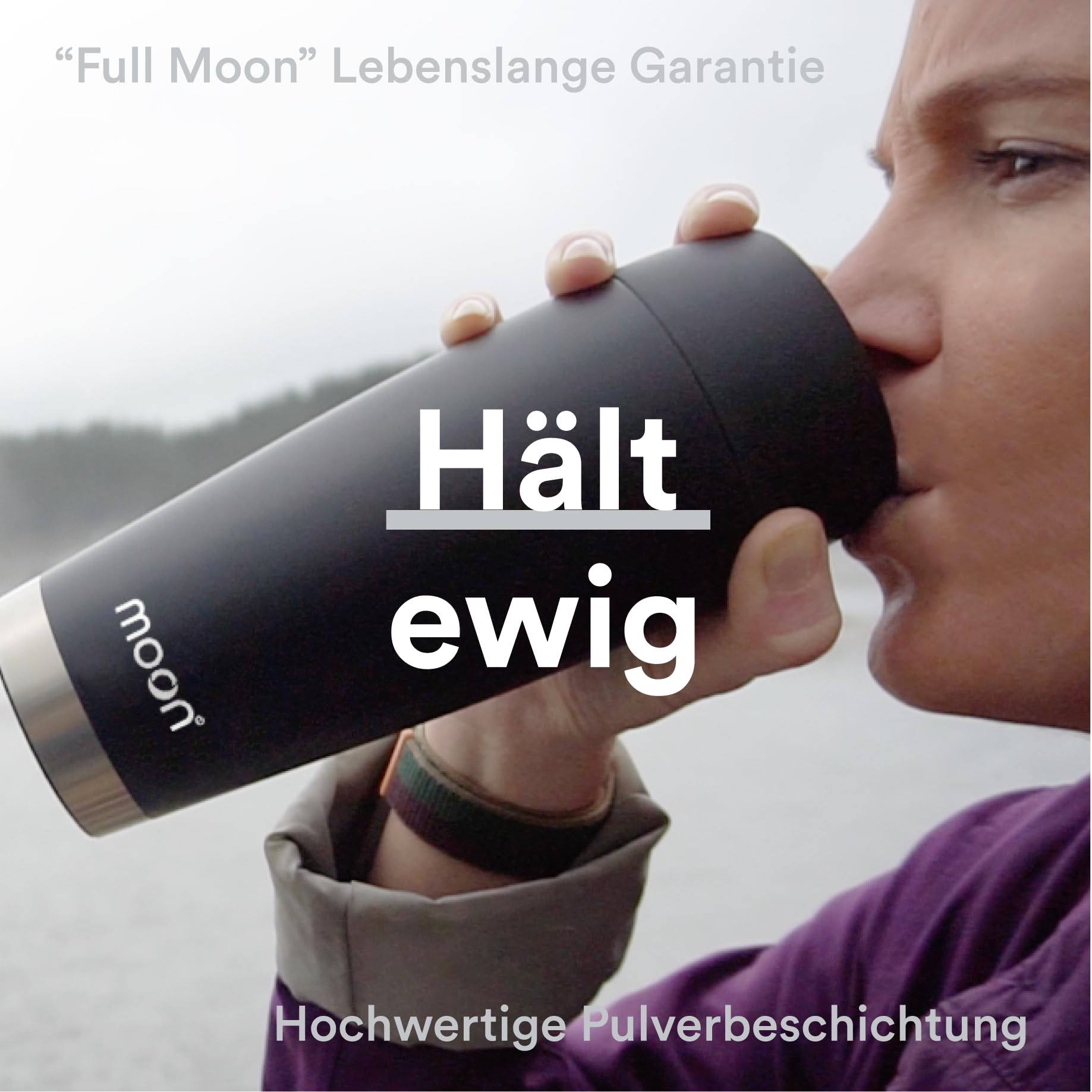 Moon 360° Thermobecher, Kaffeebecher to go thermo, Travel Mug 300ml, Coffee to go becher, Isolierbecher auslaufsicher - BPA-freie, Doppelwandiger Edelstahl, 100% dicht, 360°-Trinköffnung, Schwarz 9