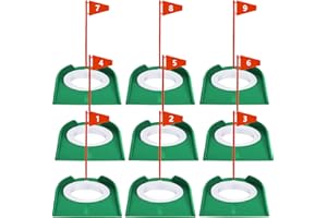 Sotiff 9 Pack Golf Putting Cup and Flag Plastic Golf Hole Training Aids Training Putters for Indoor Outdoor Men Women Office Backyard Garage Accessories