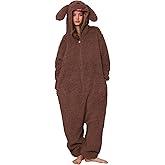 Hrxcrzco Unisex Poodle Dog Onesie Pajamas Cute Puppy Dog Costume Adult Halloween Animal Cosplay Costume Sleepwear Homewear