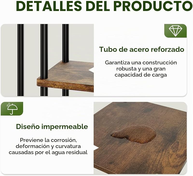 Soporte alto para plantas de interior de 6 niveles, estante de metal marrón, soporte grande para plantas múltiples macetas para patio, jardín, esquina, balcón, sala de estar