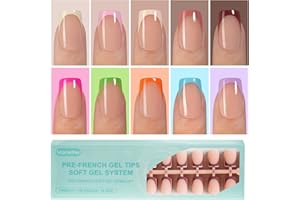 300Pcs French Gel Nail Tips, Vansiho Short Square Nail Tips, Pre-French Tips Press on Nails, Acrylic Fake Nails for Nail Art DIY 15 Sizes