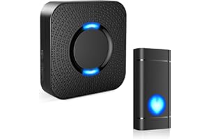 Wireless Doorbell - COTINSE Waterproof Door Bell Chime Operating at over 1300-ft Range 58 Adjustable Melodies 5 Volume Levels & LED Flash, Doorbell Alarm kit for Home/Classroom (1 Button+1 Receiver)