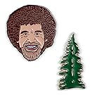 Bob Ross and Happy Tree Enamel Pin Set - 2 Unique Colored Metal Lapel Pins