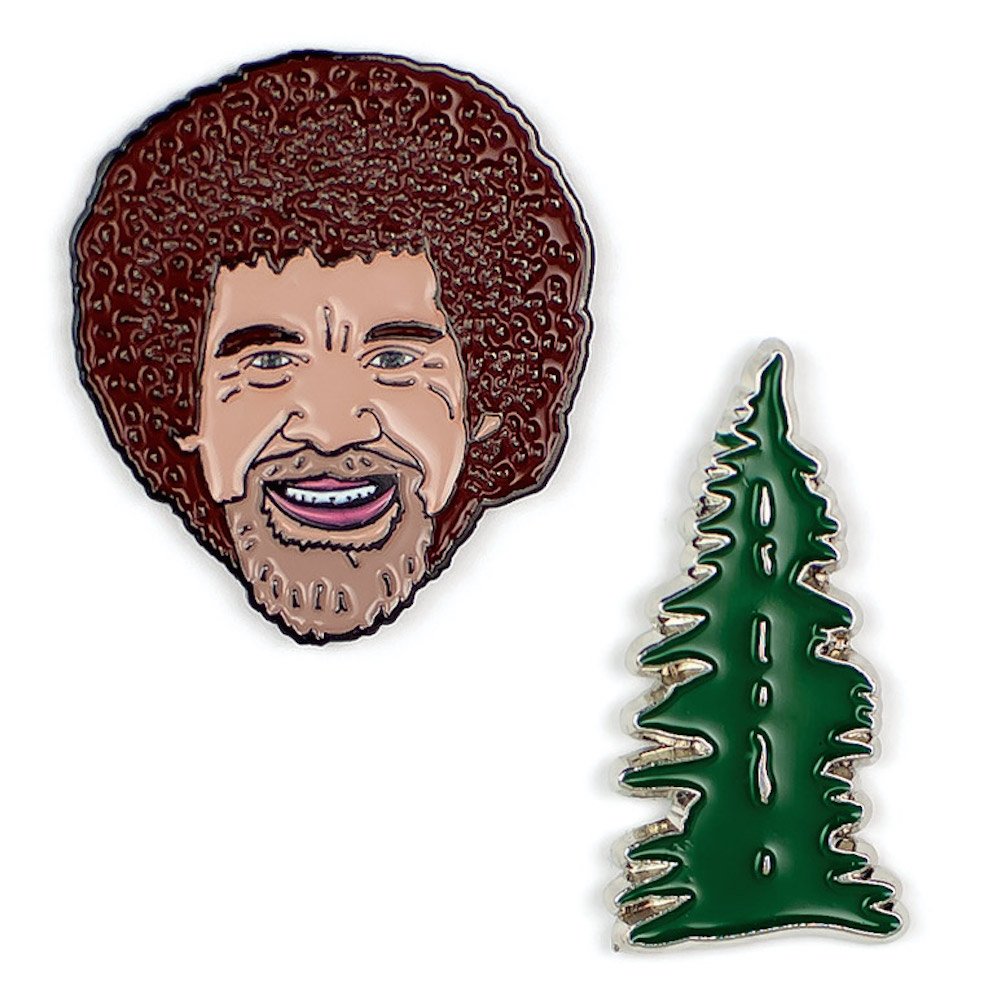 Bob Ross and Happy Tree Enamel Pin Set – Strong Rubber...