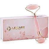 LeiCare Jade Roller for Face - Rose Quartz Face Roller Skin Care - Stone Facial Roller, Face Massager for Women, Relieve Stre