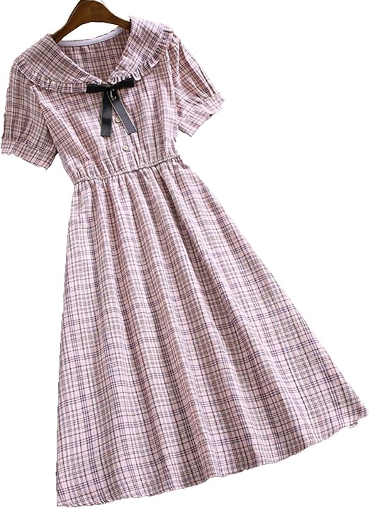 Amazon Co Jp Breaortion ワンピース レディース Vネック かわいい 少女 甘い シンプル ロング丈ワンピース 膝丈 学生 服 ファッション小物