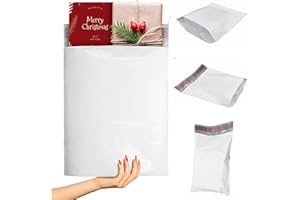 ABC Gusseted Poly Mailer 11 x 13 x 4 Inches. Pack of 100 White Poly Mailers. Large Shipping Bags for Clothes. Self Sealing Po