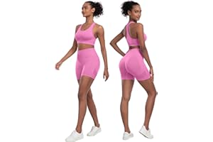 SALSPOR Workout Sets for Women 2 Piece - Seamless Yoga Outfits Shorts and Padded Sports Bra Gym Athletic Clothing Set