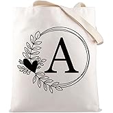 HOLLP Alphabet Shopping Bag A/C/J/K/M/S/T/N/B/L/R Letter Initial Tote Bag (Tote A)