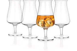 Luxbe - Whiskey Bourbon Brandy Crystal Glasses Snifter, Set of 4 - Large Handcrafted - 100% Lead-Free Crystal Glass - Great for Spirits Drinks - Cognac Scotch - 8.5oz - 250ml