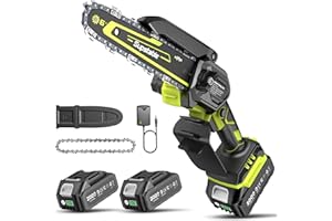 Supstable Gifts for Men Dad, Mini Chainsaw Cordless, 6 Inch Electric Chainsaw with 900W Brushless Motor, Handheld Saw with 2 