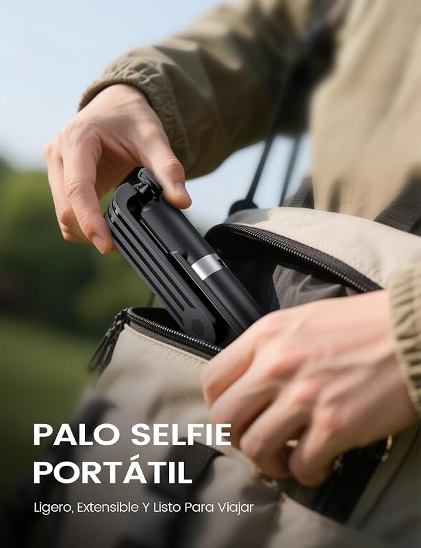 Tripé para selfies com comando remoto, compatível com iPhone Android