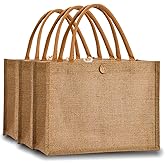 MEIANJU Jute BurlapTote Bag Embroidery DIY Art Crafts14.6"x10.2"x6.5"3PCS Gift Favors Bag with Handles Blank Totes Bulk Bridesmaid Wedding Women Market Grocery Shopping Bachelorette Party Beach Trip