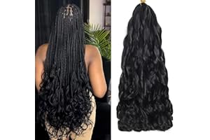 EFFGOCO 8 Packs French Curl Braiding Hair 20 Inch 100g/Pack Black French Curly Braiding Hair Bouncy Spanish Curly Braids Hair