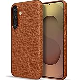 LOHASIC for Samsung Galaxy S25+ Case, Premium Lychee Texture PU Leather Soft Grip Metal Buttons Camera Bezel Protective Cover Compatible with Galaxy S25 Plus, 6.7 inch - Brown