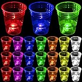 mishunyus 24-Pack 16oz Glow in The Dark Party Cups - Reusable Plastic Cups for Neon Party Decorations, Birthday Celebrations (16th-80th), Weddings, BBQ, Beach & Holiday Events - 7 Vibrant Colors