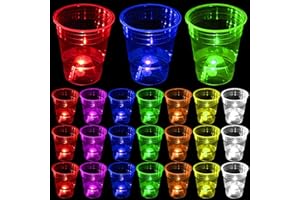 mishunyus 24-Pack 16oz Glow in The Dark Party Cups - Reusable Plastic Cups for Neon Party Decorations, Birthday Celebrations (16th-80th), Weddings, BBQ, Beach & Holiday Events - 7 Vibrant Colors