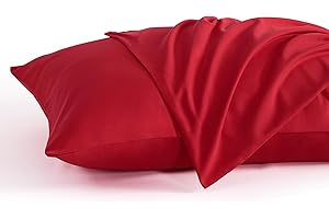 KJ LINEN Toddler Travel Pillow Cases Set of 2, 600 Thread Count 100% Egyptian Cotton Pillow Covers for Boys and Girls with Envelope Closure, 12" x 16" (Blood Red)