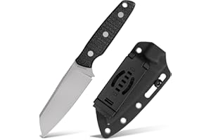 Vosteed EDC Fixed Blade Knife - 3.99’’ Nitro-V Blade with Sheath, Sheepsfoot, Black Micarta Handle - Great Knives for Camping Hiking - Mink D0103