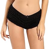 SHARICCA Womens Sexy Mesh Ruffle Panties Booty Boy Shorts Underwear