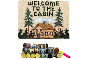 DL-YTG Latch Hook Kits Rug Christmas Tree Crochet Yarn Cushion Colour Pre-Printed Canvas Cover Rug Needlework DIY Hook and Latch Kit Home Decoration 20 X15inch