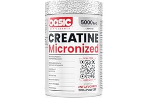 Basic Micronized Creatine Monohydrate, 5000mg per Serving, Helps Enhance Power and Performance, Helps Improve Strength, Third